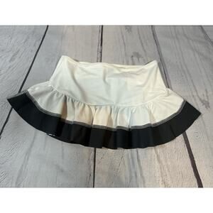 Mouillé Charlotte Ruffle Bikini Mini Skirt White Black Swimwear Size 12 NWT